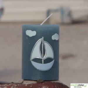 Maritime Kerze mit Segelschiff in azur-blau, Maritimes Geschenk, Nautic Art, Urlaubsgeschenk Bild 6