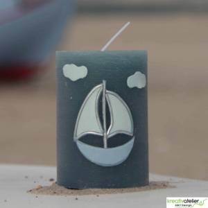 Maritime Kerze mit Segelschiff in azur-blau, Maritimes Geschenk, Nautic Art, Urlaubsgeschenk Bild 8