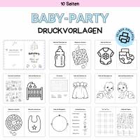 Kinder-Aktivitäten Babyparty Druckvorlage - Ausmalen und Rätseln für Kinder zum Selberdrucken - Digitaler Download Bild 1