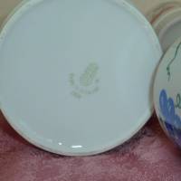 Saft- oder Teeservice aus weißem Porzellan mit Obstmuster Bild 3