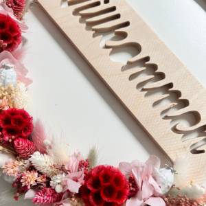 Türkranz Willkommen - Holzring mit Trockenblumen für die Haustür oder als Geschenk Bild 5