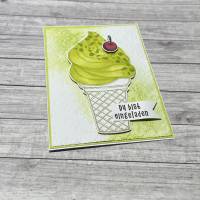 Grußkarten / Glückwunschkarten zum Geburtstag, „Einladung zum Eis essen“, Sommergrüße, Geburtstagskarte, Handarbeit Bild 3