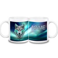 Tasse Wolf mit Name aus Keramik / Personalisierbar Bild 1