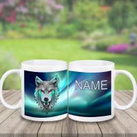 Tasse Wolf mit Name aus Keramik / Personalisierbar Bild 2