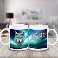 Tasse Wolf mit Name aus Keramik / Personalisierbar Bild 3