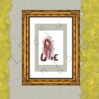 Hintergrund WEISS Haar: ROT Karte - Frau mit langen Haaren und Herzen - Liebe - Download - A6 und A4 Format Bild 1