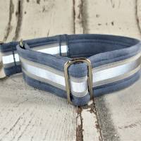 Hundehalsband "Nightwalk" taubenblau Halsband Hund Zugstopp oder Klickverschuss reflektierend Reflektor Bild 4