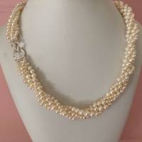 Perlenkette fünfreihig, 63 cm lang, Plus Size, weiße Zuchtperlen, Brautschmuck, Geschenk Frauen, Handarbeit aus Bayern Bild 2