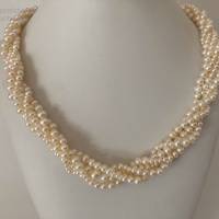 Perlenkette fünfreihig, 63 cm lang, Plus Size, weiße Zuchtperlen, Brautschmuck, Geschenk Frauen, Handarbeit aus Bayern Bild 5