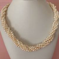 Perlenkette fünfreihig, 63 cm lang, Plus Size, weiße Zuchtperlen, Brautschmuck, Geschenk Frauen, Handarbeit aus Bayern Bild 7