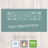 Banner Winterzeit 100 x 50 cm - personalisierbar | weiße Schneesterne - personalisierbar mit Wunschtext Bild 3