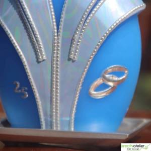 Hochzeitstagskerze blaue Formkerze Fächerblüte, Geschenk Hochzeitstag personalisierbar, Silberhochzeit Bild 8