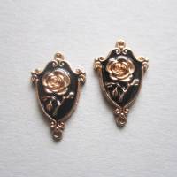 4x Verbinder königliche Rose Amulett Emaille Rosegold Bild 1