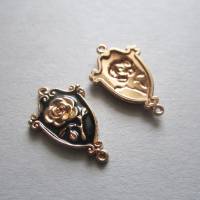 4x Verbinder königliche Rose Amulett Emaille Rosegold Bild 3