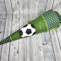 Schultüte aus Stoff Fußball mit Name Zuckertüte grün Bild 2