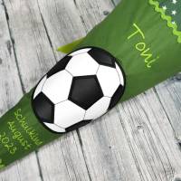 Schultüte aus Stoff Fußball mit Name Zuckertüte grün Bild 3