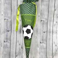 Schultüte aus Stoff Fußball mit Name Zuckertüte grün Bild 4