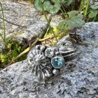 Ammonit Sterling Silber Ring, wiss Blue Topas, Sky Blue Topas, Ammonit Fossil Ring, Ringgröße: Einstellbar Bild 5