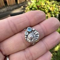 Ammonit Sterling Silber Ring, wiss Blue Topas, Sky Blue Topas, Ammonit Fossil Ring, Ringgröße: Einstellbar Bild 6