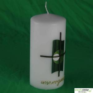 weiße, kleine Trauerkerze/Gedenkkerze mit Kreuz und Echtwachsbeschriftung "unvergessen", Kerze zum Gedenken Bild 4