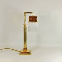 Glasstäbe Tischlampe Leuchte 42 cm vintage Messing upcycling schlicht funkelnd gold modern Kristall Jugendstil Glas Bild 2