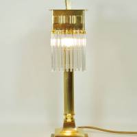 Glasstäbe Tischlampe Leuchte 42 cm vintage Messing upcycling schlicht funkelnd gold modern Kristall Jugendstil Glas Bild 4