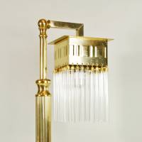 Glasstäbe Tischlampe Leuchte 42 cm vintage Messing upcycling schlicht funkelnd gold modern Kristall Jugendstil Glas Bild 6