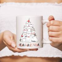Kinder Name Tasse Geschenk Tee Weihnachten Katze Keramik-Tasse Bild 2