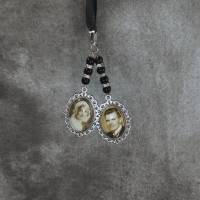Brautstrauß-Memorial zweifach oval in Silber mit Perlen + Strassrondellen Bild 7