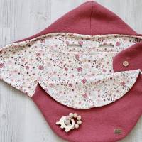 Kuschelige Einschlagdecke aus Walkloden, Wolle für deine Babyschale - praktisch & warm für dein Baby Rot Gänseblümchen Bild 7