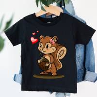 Bügelbild Eichhörnchen Mädchen Herz Nuss Liebe Eigenproduktion verschiedene Größen Bild 1