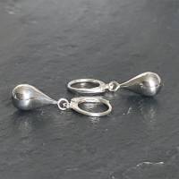 925er Silber Ohrhänger mit Tropfen, leichte Silberohrringe, kleine Creolen mit Anhänger Bild 3