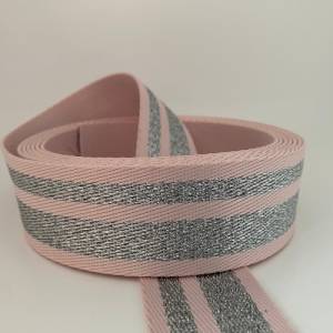 Gurtband Silver Stripes, 38mm, rosa Bild 1