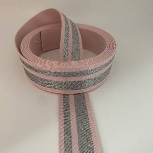 Gurtband Silver Stripes, 38mm, rosa Bild 2