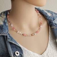 rosa Perlenkette, bunte Kette, kurze Kette, Boho Kette, Halskette ohne Anhänger, klassische Perlenkette Bild 10