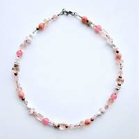 rosa Perlenkette, bunte Kette, kurze Kette, Boho Kette, Halskette ohne Anhänger, klassische Perlenkette Bild 3