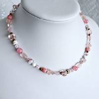 rosa Perlenkette, bunte Kette, kurze Kette, Boho Kette, Halskette ohne Anhänger, klassische Perlenkette Bild 4