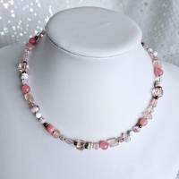 rosa Perlenkette, bunte Kette, kurze Kette, Boho Kette, Halskette ohne Anhänger, klassische Perlenkette Bild 6