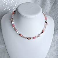 rosa Perlenkette, bunte Kette, kurze Kette, Boho Kette, Halskette ohne Anhänger, klassische Perlenkette Bild 7