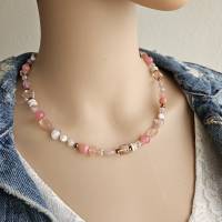 rosa Perlenkette, bunte Kette, kurze Kette, Boho Kette, Halskette ohne Anhänger, klassische Perlenkette Bild 9