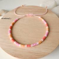 Armband einzeln oder im Set, Smiley, Miyuki Perlen orange pink korallenrot, Geschenk Bild 8