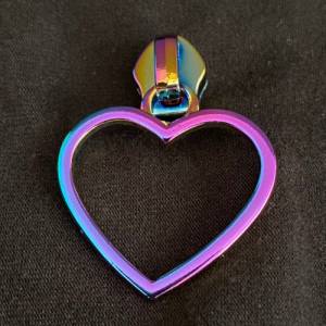 Zipper Heart2, breit, mittlere Größe, regenbogen / Schieber für Reißverschlüsse mit Spiralraupe Bild 1