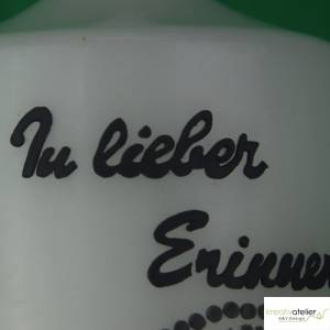 Trauerkerze in elfenbein "In lieber Erinnerung" mit Pusteblume und Klöppelspitze, handbeschriftet, Gedenkkerze Bild 7
