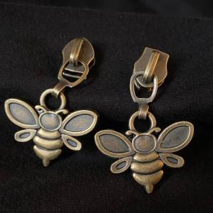 Zipper Biene, breit, bronze / Schieber für Reißverschlüsse mit Spiralraupe Bild 2