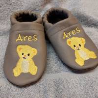 Krabbelschuhe Lauflernschuhe Schuhe Baby Kinder Bärchen  Leder Handmad personalisiert Bild 1