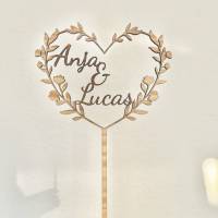 Caketopper aus Holz in Herzform - Hochzeit mit Holzdeko für Ihre einzigartige Hochzeitstorte - Tortenaufleger Bild 3