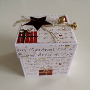 Explosionsbox zu Weihnachten  Weiß/Rot/Gold/Schwarz, ca. 7 x 7 x 7,5 cm, Ideal als Geldgeschenk, Wichtel Bild 4