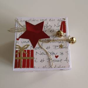 Explosionsbox zu Weihnachten  Weiß/Rot/Gold/Schwarz, ca. 7 x 7 x 7,5 cm, Ideal als Geldgeschenk, Wichtel Bild 5