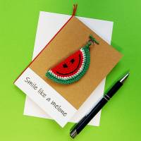 Grußkarte - Smile like a melone - Melone gehäkelt mit Wunschtext Bild 1