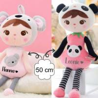Panda oder Koala Puppe personalisiert mit Name Mädchen Kuscheltier Stofftier Plüschtier Geschenk Bild 1